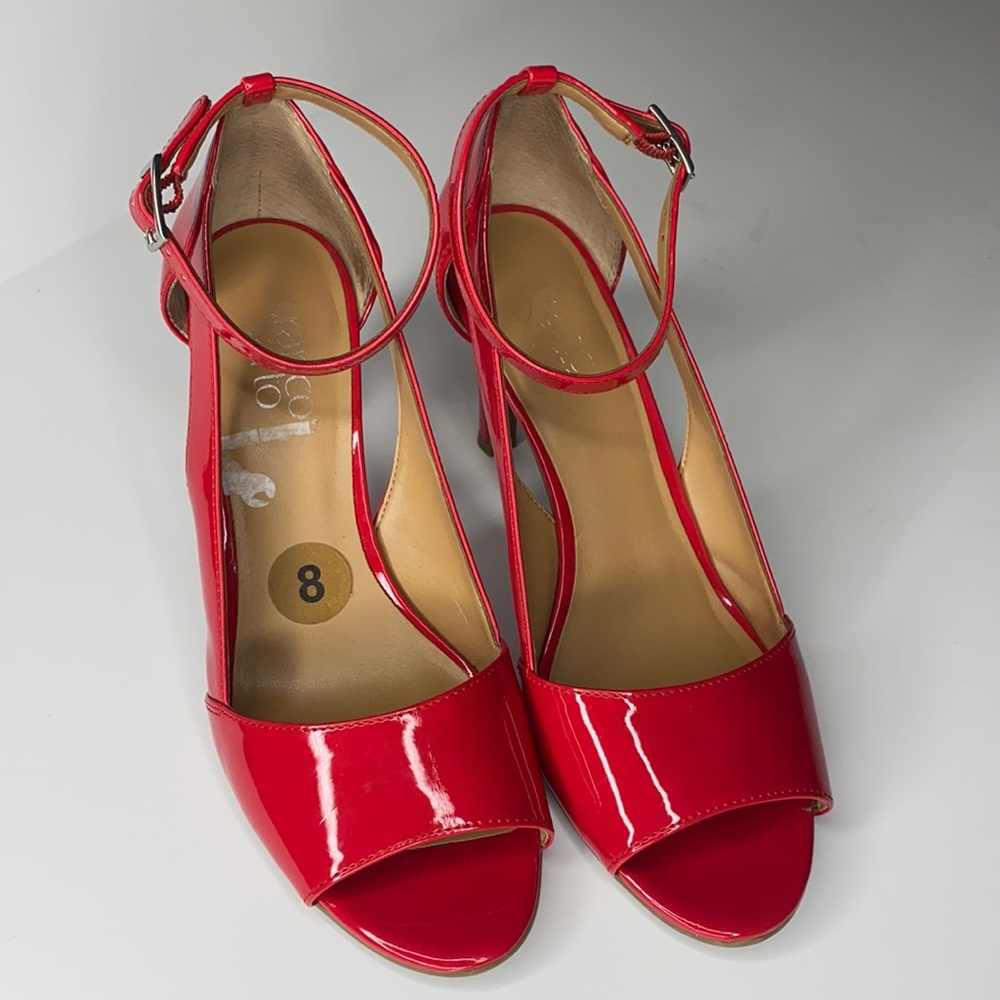 New Franco Sarto Open Toe Sandal Heels Women’s Size 8 in Deep Pink